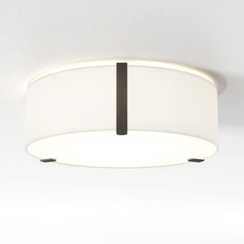 Salina 400 Ceiling Flush Light White Fabric / Bronze 1x ES/E27 Lamp, Astro Lighting 1463001