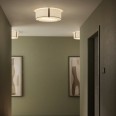 Salina 400 Ceiling Flush Light White Fabric / Bronze 1x ES/E27 Lamp, Astro Lighting 1463001