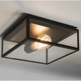 Bronte Rectangular Outdoor Ceiling Flush Light Matt Black c/w Clear Glass E27/ES IP23, Astro 1353001