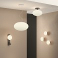 Zeppo Bathroom Ceiling Light Matt Black c/w White Globe Glass IP44 300mm diam E27/ES Astro 1176017