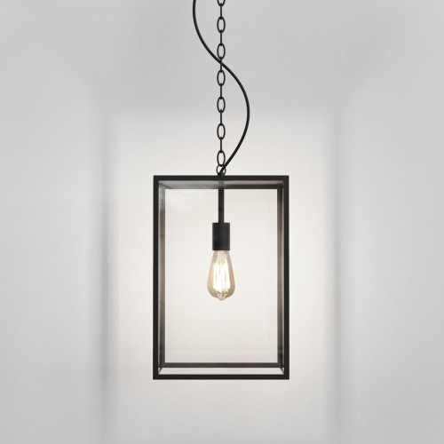 Homefield Pendant 450 Textured Black c/w Transparent Glass Shade IP23 E27/ES, Astro 1095033