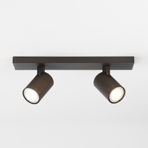 Ascoli Twin Ceiling Spotlight on a Bar Bronze 2 x GU10 Adjustable Spots IP20, Astro 1286126