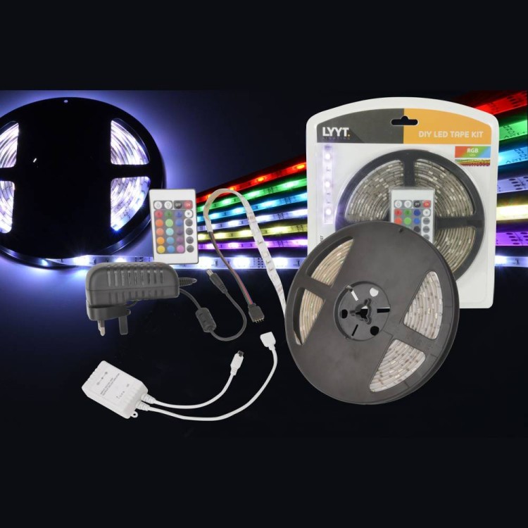 KIT: 5m RGB LED Strip 12V DC, SMD5050, 60LED/m, IP65 + Power