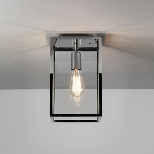 Homefield Outdoor Ceiling Light Polished Nickel c/w Clear Glass Diffuser IP23 E27/ES, Astro 1095022