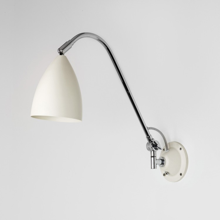 Joel Grande Cream Wall Light with Chrome Arm, Switched