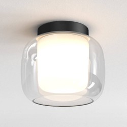 Aquina Ceiling 240 Bathroom Ceiling Light Matt Black c/w Glass Diffuser IP44 E27/ES Astro 1450009