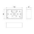 2 Gang Mounting Box 45mm Deep White Moulded Square Edge, BG 978 Square Pattress Box for Double Sockets