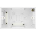 2 Gang Mounting Box 45mm Deep White Moulded Square Edge, BG 978 Square Pattress Box for Double Sockets