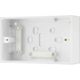 2 Gang Mounting Box 45mm Deep White Moulded Square Edge, BG 978 Square Pattress Box for Double Sockets