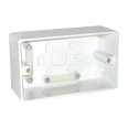 2 Gang Surface Box 50mm Depth White Moulded with Round Edge, BG Nexus 878 Double Backbox