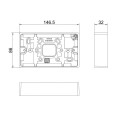 2 Gang Surface Mounting Box 32mm Deep White Moulded Round Edge, BG Nexus 892 Rectangular Pattress Box