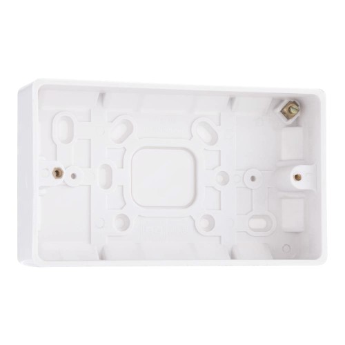 2 Gang Surface Mounting Box 32mm Deep White Moulded Round Edge, BG Nexus 892 Rectangular Pattress Box