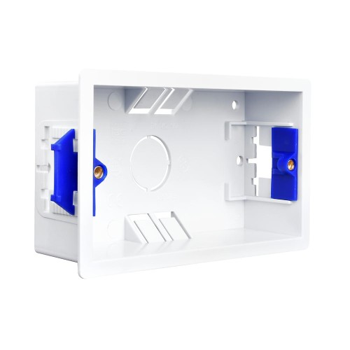 2 Gang 35mm Deep Double Dry Lining Box White Moulded, BG Electrical 908 Twin Patress Back Box