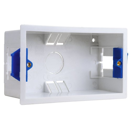 2 Gang 47mm Deep Double Dry Lining Box White Moulded, BG Nexus 918 Rectangular Patress Back Box