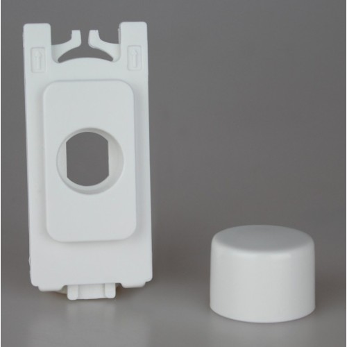 White Plastic Grid Dimmer Adaptor for Schneider Ultimate (GET) Grid & Matching Dimmer Knob (pack of 1) for Long Spindle Grid LED Dimmer
