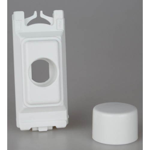 White Plastic Grid Dimmer Adaptor for MK Logic Plus Grid & Matching Dimmer Knob (pack of 1) for Long Spindle Grid LED Dimmer