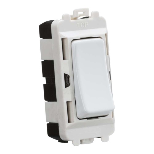 20AX 2 Way Single Pole Grid Module Centre Off Switch in Matt White, Knightsbridge GDM004MW Grid Switch Module