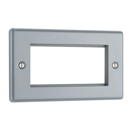 BG Metal Clad 2 Euro Module Faceplate for up to 4 Modules, BG Electrical MC5EMR4 Rectangular Front Plate only