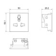 13A style Unswitched Universal Socket 2M Euro Module Black rated at 10A 50x50mm BG Electrical EMUNVB-01