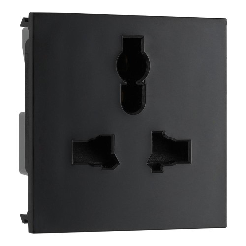 13A style Unswitched Universal Socket 2M Euro Module Black rated at 10A 50x50mm BG Electrical EMUNVB-01