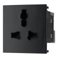 13A style Unswitched Universal Socket 2M Euro Module Black rated at 10A 50x50mm BG Electrical EMUNVB-01