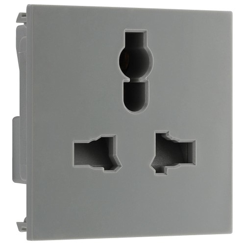 13A style Unswitched Universal Socket 2M Euro Module Grey rated at 10A 50x50mm BG Electrical EMUNVG-01