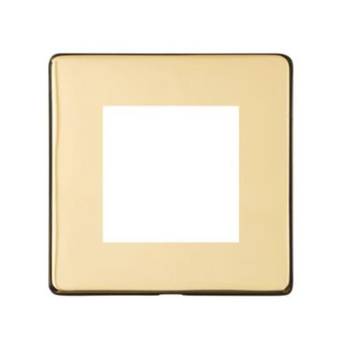 2 Module Euro Plate Vintage Polished Brass Screwless Plate Heritage Brass PL.X01.2692.G