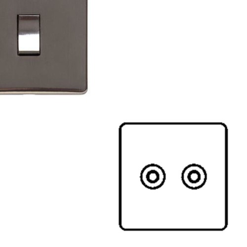 1 Gang TV/FM Diplexed Socket Screwless Polished Bronze Plate Black Insert (Studio Range)