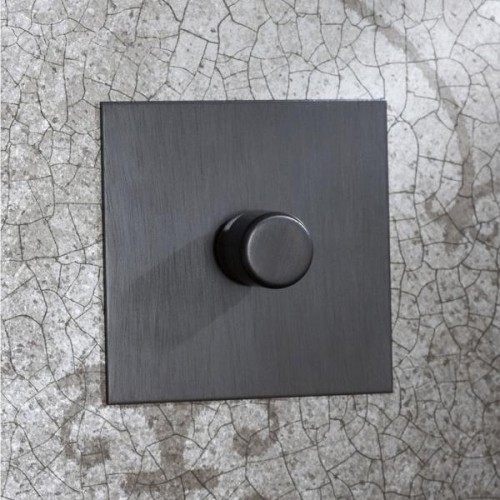 1 Gang Dimmer Flat Plate in Antique Bronze - Grid, Plate and Knob only, Forbes and Lomax