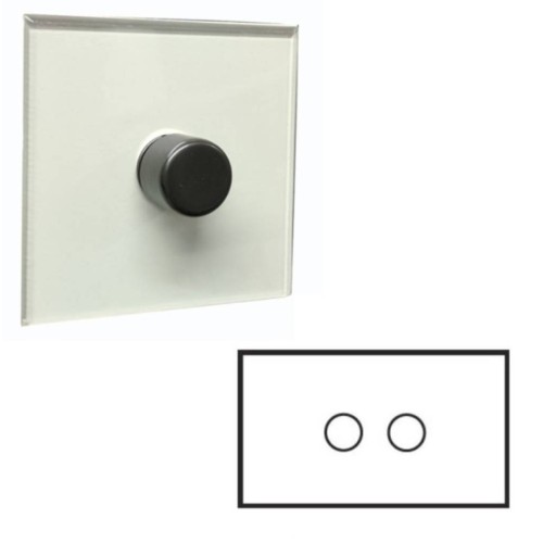 2 Gang Dimmer Invisible Plate with Antique Brass (Transparent Double Size Plate) - Grid, Plate and Knobs only