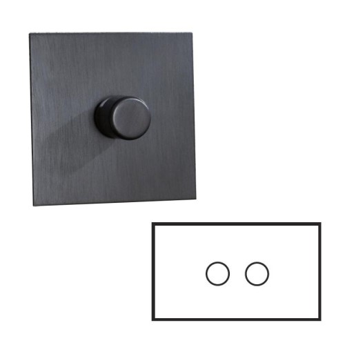 2 Gang Dimmer Plate in Antique Bronze (Double Size Plate) - Grid, Plate and Knobs only