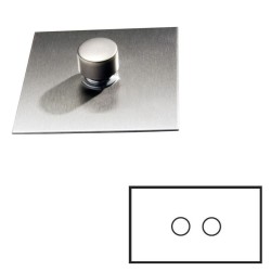 2 Gang Dimmer Plate in Stainless Steel (Double Size Plate) - Grid, Plate and Knobs only