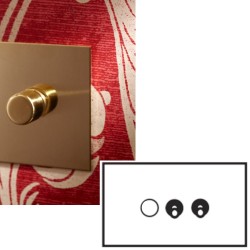 3 Gang Mixed Plate: 1x Rotary Dimmer and 2x Dolly Unlacquered Brass Plate Forbes and Lomax (Toggles and Dimmer Ordered Separately)