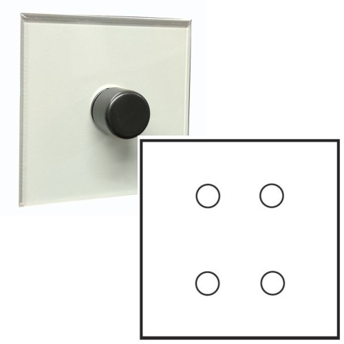 4 Gang Dimmer Invisible Large Square Plate with Antique Bronze (Transparent Plate) - Grid, Plate and Knobs only