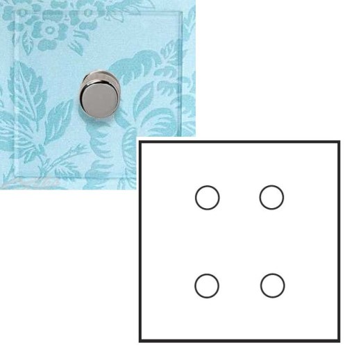 4 Gang Dimmer Invisible Large Square Plate with Nickel (Transparent Plate) - Grid, Plate and Knobs only