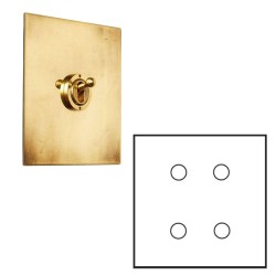 4 Gang Dimmer Large Square Plate in Aged Brass - Grid, Plate and Knobs only, Forbes and Lomax