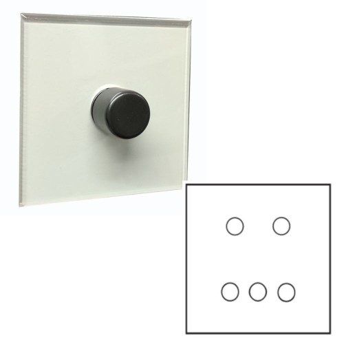 5 Gang Dimmer Invisible Large Square Plate with Antique Bronze (Transparent Plate) - Grid, Plate and Knobs only