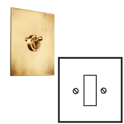 1 Gang 20A Intermediate Rocker Switch in Aged Brass Plate and Rocker with White Trim by Forbes and Lomax