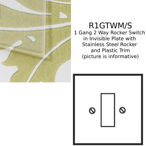 1 Gang 2 Way 20AX Rocker Switch in Invisible Plate with Stainless Steel Rocker and Plastic Trim