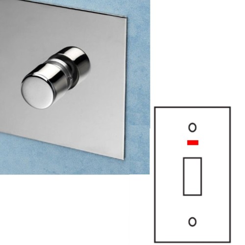 Vertical Cooker Switch 45A with Neon Indicator Nickel Silver Flat Plate and White Plastic Rocker Switch