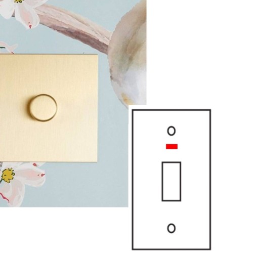 Vertical Cooker Switch 45A with Neon Indicator Brushed Brass Plate and White Plastic Rocker Switch