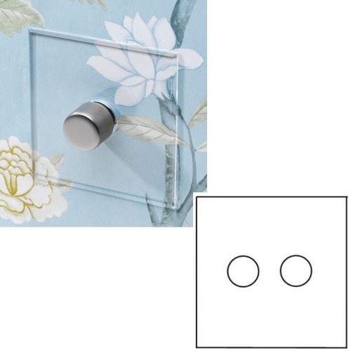 2 Gang Dimmer Invisible Plate with Stainless Steel (Transparent Plate) - Grid, Plate and Knobs only