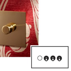 4 Gang Mixed Plate: 1x Dimmer and 3x Dolly Switches Unlacquered Brass Plate Forbes and Lomax (Dolly and Dimmer Modules Ordered Separately)