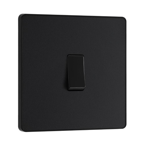 BG Evolve PCDMB12B 20A 16AX 1 Gang 2 Way Switch Matt Black Plastic Screwless Plate with Black Insert