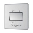 Screwless 10A 3 Pole Fan Isolator Switch Brushed Steel Flat Plate BG Nexus FBS15-01