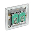 Screwless 2 Gang TV/FM and Satellite Socket Brushed Steel Flat Plate Grey Trim BG Nexus FBS65-01