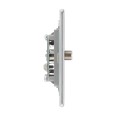 Screwless 2 Gang TV/FM and Satellite Socket Brushed Steel Flat Plate Grey Trim BG Nexus FBS65-01