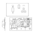 Screwless 45A Red Cooker Switch with 13A Switched Socket and Power Indicators Flat Plate BG Nexus FBS70G-01