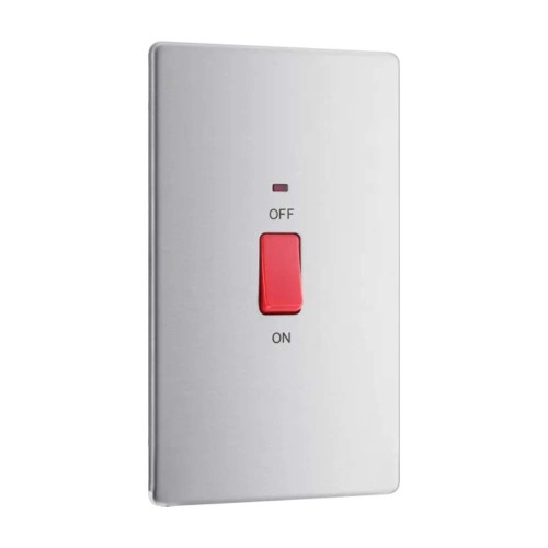 Screwless 45A Red Rocker Cooker Switch Double Plate with Power Indicator Flat Plate BG Nexus FBS72-01