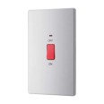 Screwless 45A Red Rocker Cooker Switch Double Plate with Power Indicator Flat Plate BG Nexus FBS72-01